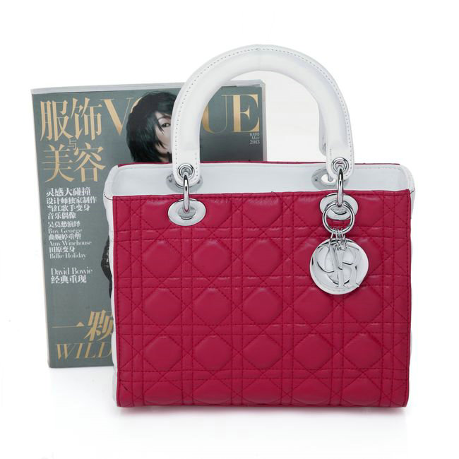 replica jumbo lady dior lambskin leather 6325 white&red - Click Image to Close